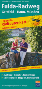 Radwanderkarte Fulda-Radweg Gersfeld - Hann Münden